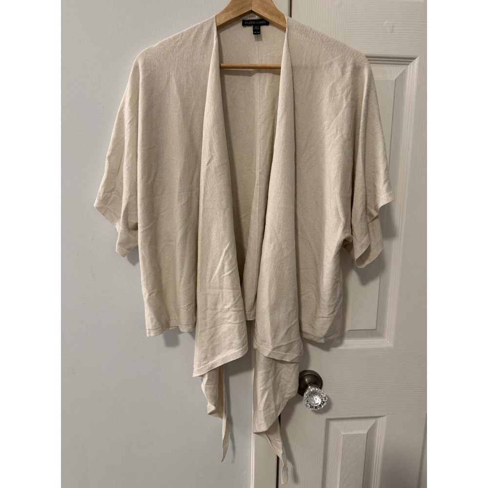 Eileen Fisher Waterfall Cardigan Sz XL Tie Front Sparkly Party Dolman Luxury